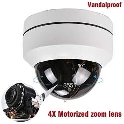 Eversecu Mini PTZ Camera RS485 HD Analog 1080P 4X Zoom(2.8-12mm) 65ft IR Distance Outdoor High Speed Dome Camera IP66 Weatherproof Full Metal Vandalproof PTZ Camera