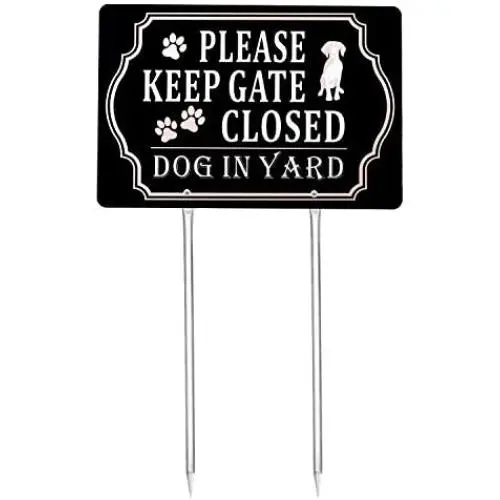 Kichwit Please Keep Gate Closed Dog in Yard Sign, Aluminum, All Metal Construction, 11.8 x 7.9 Inches, Metal Stakes Included Kichwit Please Keep Gate Closed Dog in Yard Sign, Aluminum, All Metal Construction, 11.8 x 7.9 Inches, Metal Stakes Included