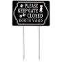 Kichwit Please Keep Gate Closed Dog in Yard Sign, Aluminum, All Metal Construction, 11.8 x 7.9 Inches, Metal Stakes Included