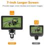 7 Inch LCD Digital Microscope with 32GB TF Card,Dcorn Handheld USB 1200X Magnification 1080P Video Microscope with Metal Stand for Error Coins Soldering Kids,PC View,Windows/Mac Compatible
