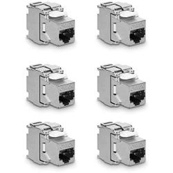 kwmobile Keystone Module Jacks - 6 Piece CAT6A Shielded Keystone Jack RJ45 Cat 6A Ethernet Module 10 Gbit with Shielded Metal Housing