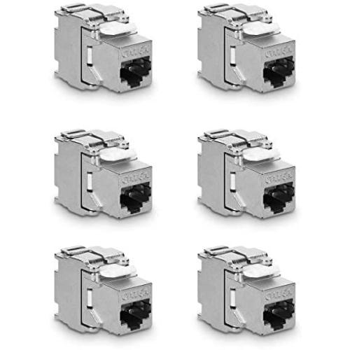 kwmobile Keystone Module Jacks - 6 Piece CAT6A Shielded Keystone Jack RJ45 Cat 6A Ethernet Module 10 Gbit with Shielded Metal Housing