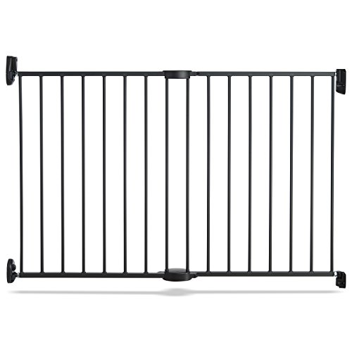 Munchkin Push to Close Baby Gate, Hardware Mounted Safety Gate for Stairs, Hallways and Doors, Extends 28.5'' to 45'' Wide, Metal, Dark Grey