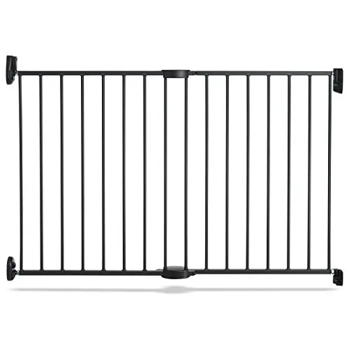 Munchkin Push to Close Baby Gate, Hardware Mounted Safety Gate for Stairs, Hallways and Doors, Extends 28.5'' to 45'' Wide, Metal, Dark Grey