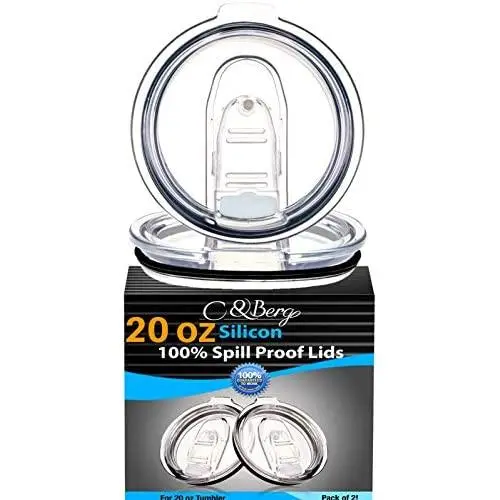 2 Yeti Lids 20/10 oz Spill Proof - No Leak Splash Proof Replacement Silicon Slider Locking Closure, 2 Lid for Tumbler, Fit Ozark, Open/Close 3 Inch Diameter by C&Berg Model 2020