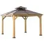 Sunjoy A102008500 Chapman 10x10 ft. Cedar Framed Gazebo with Steel 2-Tier Hip Roof Hardtop, Brown Sunjoy A102008500 Chapman 10x10 ft. Cedar Framed Gazebo with Steel 2-Tier Hip Roof Hardtop, Brown