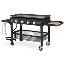 U-MAX 4-Burner Portable Propane Gas Grill 2 in 1 with steel gas griddle flat top & 741sq. Inch BBQ Grill Plate Pan, CSA Approved Outdoor Folding Barbecue Cooking Station for Home, Camping, Party