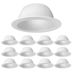 [12-Pack] PROCURU 6'' Metal Recessed Can Light Trim Cover, Step Baffle with Ring, White