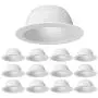[12-Pack] PROCURU 6'' Metal Recessed Can Light Trim Cover, Step Baffle with Ring, White