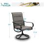 PHI VILLA Patio Swivel Dining Chair Set of 2, Metal Chairs for Kitchen Garden, with Textilene Padded Sling Fabric