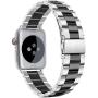 Supoix 38mm/40mm Large Bands Compatible with Apple Watch Series 5 4 40mm/Series 3/2/1 38mm, Stainless Steel Metal Link Replacement Wristbands Strap for Women(Silver&Black)