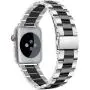 Supoix 38mm/40mm Large Bands Compatible with Apple Watch Series 5 4 40mm/Series 3/2/1 38mm, Stainless Steel Metal Link Replacement Wristbands Strap for Women(Silver&Black)