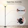 Floor Lamp, Standing Lamp, 9W LED Floor Lamp, Energy Saving, 50,000hrs Long Lifespan, 3000K Warm White, Eye-Caring, Torchiere Floor Lamps for Bedroom, Living Room, Office, Reading, Black Floor Lamps