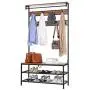 VIVOHOME 5-in-1 Entryway Hall Tree, Industrial Stand Organizer with Shoe Bench, Vintage MDF Wood Furniture with Stable Metal Frame VIVOHOME 5-in-1 Entryway Hall Tree, Industrial Stand Organizer with Shoe Bench, Vintage MDF Wood Furniture with Stable Metal Frame