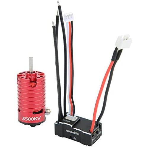 VGEBY Motor ESC Set, Metal 1410 Remote Control Crawler Brushless Motor with 18A ESC RC Spare Part Replacement Accessory for 1/24, 1/28, 1/32 RC Car