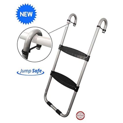 Wide 2-Step Trampoline Ladder | Safety-Latch | No Slip | Cooler Surface | [Lifetime Parts Warranty]