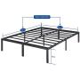 Olee Sleep 14 Inch Heavy Duty Steel Slat/ Anti-slip Support/ Easy Assembly/ Mattress Foundation/ Bed Frame/ Noise Free/ No Box Spring Needed, Queen