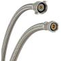 Eastman 48088 Flexible Toilet Connector, Stainless Steel Braided Hose with Ballcock nuts, 7/8-inch B/C x 3/8-inch Compression Inlet, 12-Inch Length