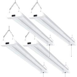 Sunco Lighting 4 Pack LED Utility Shop Light, 4 FT, Linkable Integrated Fixture, 40W=260W, 5000K Daylight, 4500 LM, Clear Lens, Surface/Suspension Mount, Pull Chain, Garage - ETL, Energy Star