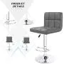 Furmax Bar Stools Modern Pu Leather Swivel Adjustable Hydraulic Bar Stool Square Counter Height Stool Set of 2(Gray)