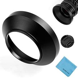 40.5mm Wide Angle Lens Hood,Universal Metal Lens Hood Sunshade with Centre Pinch Lens Cap for Canon Nikon Sony Pentax Olympus Fuji Camera +Microfiber Cleaning Cloth