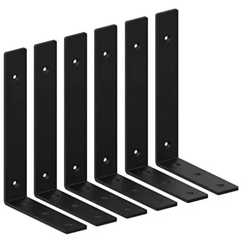 Black Shelf Brackets 12 Inch Heavy Duty Metal Shelf Supports Holders, Rustic Decorative Iron L Angle Brackets for Shelves Wall Mounted (6 Pack) Black Shelf Brackets 12 Inch Heavy Duty Metal Shelf Supports Holders, Rustic Decorative Iron L Angle Brackets for Shelves Wall Mounted (6 Pack)