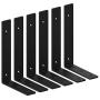 Black Shelf Brackets 12 Inch Heavy Duty Metal Shelf Supports Holders, Rustic Decorative Iron L Angle Brackets for Shelves Wall Mounted (6 Pack)