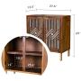 COZAYH Full-Assembled 2 Door Accent Cabinet Modern Mirror Fronts Clean-Lined Silhouette, Natural
