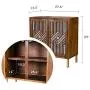 COZAYH Full-Assembled 2 Door Accent Cabinet Modern Mirror Fronts Clean-Lined Silhouette, Natural