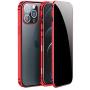 Jonwelsy Anti Peeping Case for iPhone 12 Pro Max (6.7 Inch), Double-Sided Anti Spy Tempered Glass Privacy, 360 Degree Protection Cover, Magnetic Adsorption Metal Bumper for iPhone 12 PM (Red)