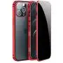 Jonwelsy Anti Peeping Case for iPhone 12 Pro Max (6.7 Inch), Double-Sided Anti Spy Tempered Glass Privacy, 360 Degree Protection Cover, Magnetic Adsorption Metal Bumper for iPhone 12 PM (Red)