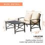 LOKATSE HOME 2 Pieces Patio Loveseat Metal Frame with Coffee Table Outdoor Bistro Furniture Set for Lawn Porch Garden Yard Poolside, Khaki