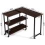 Tangkula 360° Free Rotating Sofa Side Table, Mobile End Table with 2-Tier Storage Shelves, Movable Laptop Table with Sturdy Metal Frame, Couch Side Table Snack Table for Home Office (Walnut)