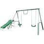 Sportspower My First Metal Swing Set with Slide, Green/White