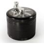 MasterGrind Mill 4 Piece Herb Grinder - Crank Handle Pollen Catcher - Large 2.5 Inch Black Aluminum