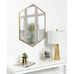 Kate and Laurel McNeer Hexagon Metal Frame Wall Mirror with Gold Finish for Bathrooms, Entryways, Bedrooms, and More, 31x22-inches