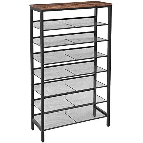 HOOBRO 8-Tier Shoe Rack, Large Capacity Shoe Shelf, Stable and Sturdy, Shoe Storage Organizer with Flat & Slant Adjustable Metal Shelves, for 21-28 Pairs of Shoes, Space Saver, Sturdy BF18XJ01 HOOBRO 8-Tier Shoe Rack, Large Capacity Shoe Shelf, Stable and Sturdy, Shoe Storage Organizer with Flat & Slant Adjustable Metal Shelves, for 21-28 Pairs of Shoes, Space Saver, Sturdy BF18XJ01