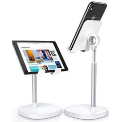 Cell Phone Stand,Angle Height Adjustable LISEN Cell Phone Stand for Desk,Thick Case Friendly Phone Holder Stand for Desk, Compatible with All Mobile Phones-White