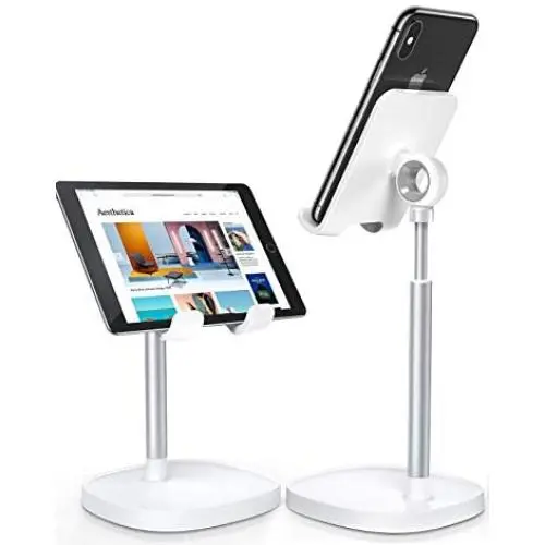Cell Phone Stand,Angle Height Adjustable LISEN Cell Phone Stand for Desk,Thick Case Friendly Phone Holder Stand for Desk, Compatible with All Mobile Phones-White Cell Phone Stand,Angle Height Adjustable LISEN Cell Phone Stand for Desk,Thick Case Friendly Phone Holder Stand for Desk, Compatible with All Mobile Phones-White