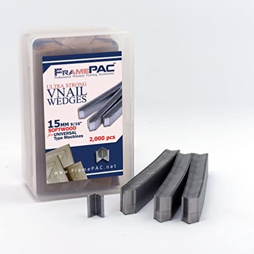 V Nails for Softwood Picture Frames - 15mm (5/8 Inch) - [2000 V-Nail Pack, Stacked] - Universal (UNI) - Ultra Strong Vnail Wedges for Picture Framing - Joining Picture Frame Corners