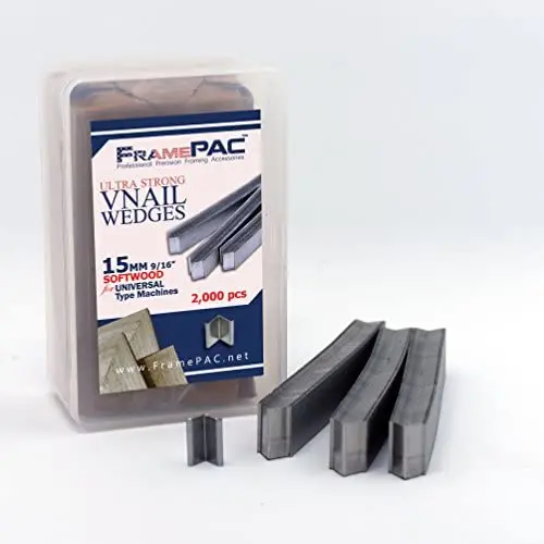 V Nails for Softwood Picture Frames - 15mm (5/8 Inch) - [2000 V-Nail Pack, Stacked] - Universal (UNI) - Ultra Strong Vnail Wedges for Picture Framing - Joining Picture Frame Corners