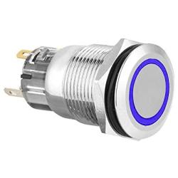 ESUPPORT Stainless Steel 12V 5A Car Auto Boat Blue Angel Eye LED Light Lamp Metal Push Button Rocker Toggle Switch On Off