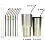 RAINIER Stainless Steel Metal Drinking Straws | Fits Yeti RTIC or Any 20 or 30 oz Tumbler| Extra Long Reusable Ecofriendly | Set of 8 Angled Straws with Silicone Silencers, Comfort Tips, 2 Brushes
