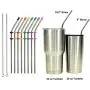 RAINIER Stainless Steel Metal Drinking Straws | Fits Yeti RTIC or Any 20 or 30 oz Tumbler| Extra Long Reusable Ecofriendly | Set of 8 Angled Straws with Silicone Silencers, Comfort Tips, 2 Brushes