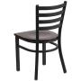 Flash Furniture HERCULES Series Black Ladder Back Metal Restaurant Chair - Walnut Wood Seat Flash Furniture HERCULES Series Black Ladder Back Metal Restaurant Chair - Walnut Wood Seat