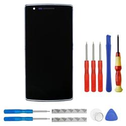 LCD Display Compatible with Oneplus One 1+ A0001 Touch Screen Digitizer Assembly Replacement Parts + Install Tools (Black+Middle Frame)