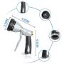 HOSUN Garden Hose Nozzle Water Hose Nozzle High Pressure Heavy Duty Metal Hose Spray Nozzle Hose Sprayer 7 Adjustable Spray Patterns Hand type for Cleaning , Watering garden ,Washing Cars