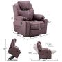 Mcombo Electric Power Lift Recliner Chair Sofa with Massage and Heat for Elderly, 3 Positions, 2 Side Pockets and Cup Holders, USB Ports, Faux Leather 7040 (Medium, Light Brown)
