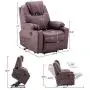 Mcombo Electric Power Lift Recliner Chair Sofa with Massage and Heat for Elderly, 3 Positions, 2 Side Pockets and Cup Holders, USB Ports, Faux Leather 7040 (Medium, Light Brown)