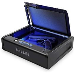 awesafe Gun Safe with Fingerprint Identification and Biometric Lock One Handgun Capacity